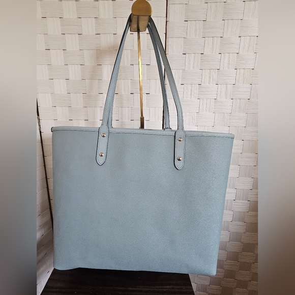 REVERSIBLE CITY TOTE IN FLORAL PRINT COATED CANVAS (COACH F12176)DARK TEAL/BLUE - Picture 9 of 12